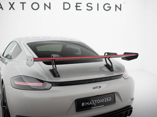 Maxton Carbon Spoiler With Upper Swan Mounting V.2 + LED Porsche 718 Cayman GTS 982c Maxton Carbon Spoiler With Upper Swan Mounting V.2 + LED Porsche 718 Cayman GTS 982c