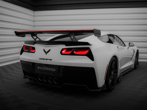 Maxton Carbon Spoiler With Internal Brackets Uprights + LED Chevrolet Corvette Stingray / Grand Sport C7