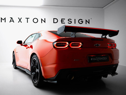 Maxton Carbon Spoiler With Internal Brackets Uprights + LED Chevrolet Camaro SS Mk6 Facelift