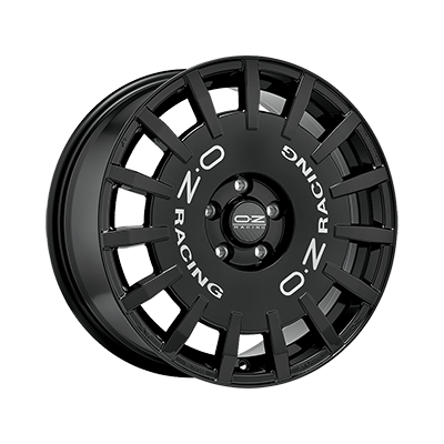 OZ Racing RALLY RACING GLOSS BLACK SILVER LETTERING - 17x7 - 4x100 - CB: 68 - ET45