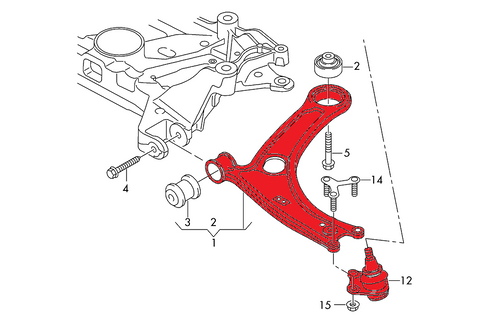 Verkline Front Adjustable Tubular Wishbones VAG MK7 (MQB) - Std Subframe