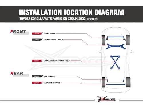 Hardrace Middle Lower 4-point Brace Toyota Corolla/altis/auris