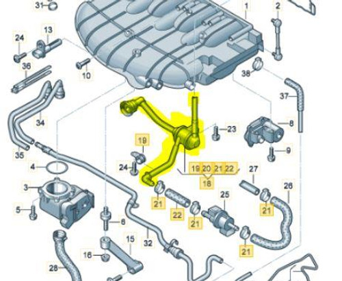Breather Hose with Non-Return Valve for EA113 TFSI Petrol Engines Breather Hose with Non-Return Valve for EA113 TFSI Petrol Engines