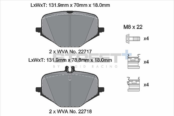 Pagid Racing Street+ Mercedes G-Class G63 AMG Rear Brake Pad Set - T8265SP2001