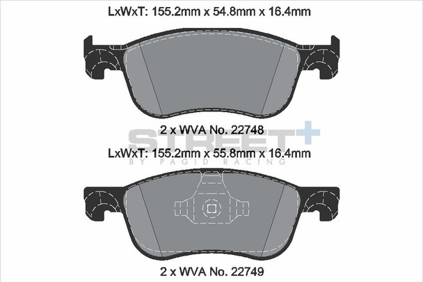 Pagid Racing Street+ Ford Fiesta Mk7 Front Brake Pad Set - T8234SP2001