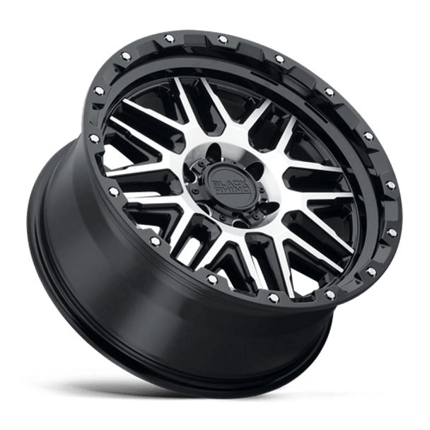 Black Rhino ALAMO GLOSS BLACK W/ MACHINED FACE & STAINLESS BOLTS Alloy Wheel - 18X9 - 8X180 - CB: 125.1 - ET6