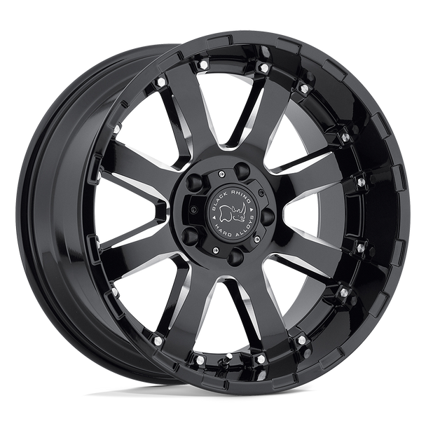 Black Rhino SIERRA GLOSS BLACK W/ MILLED SPOKES Alloy Wheel - 18X9 - 6X120 - CB: 67.06 - ET12