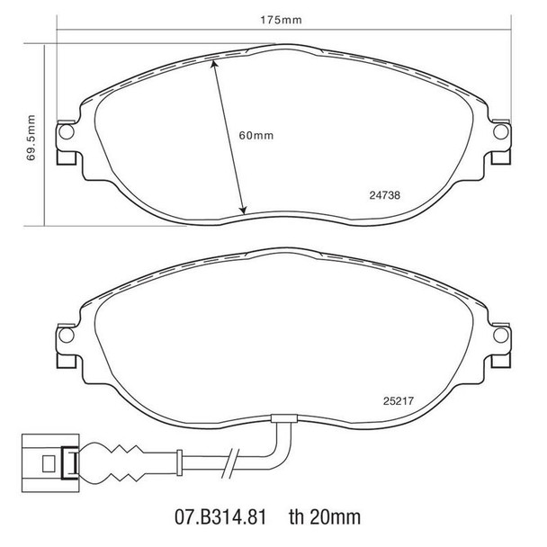 Brembo Sport HP2000 Front Brake Pads for Mk7 Platform with 340mm Discs