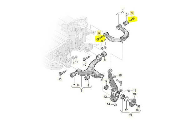 VW Amarok Top Wishbone Bush Bolt Kit