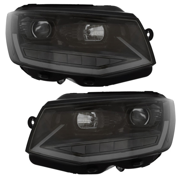 VW Transporter 2015-2020 T6 Upgraded LED Headlight Set with Dynamic Indicators and DRLs