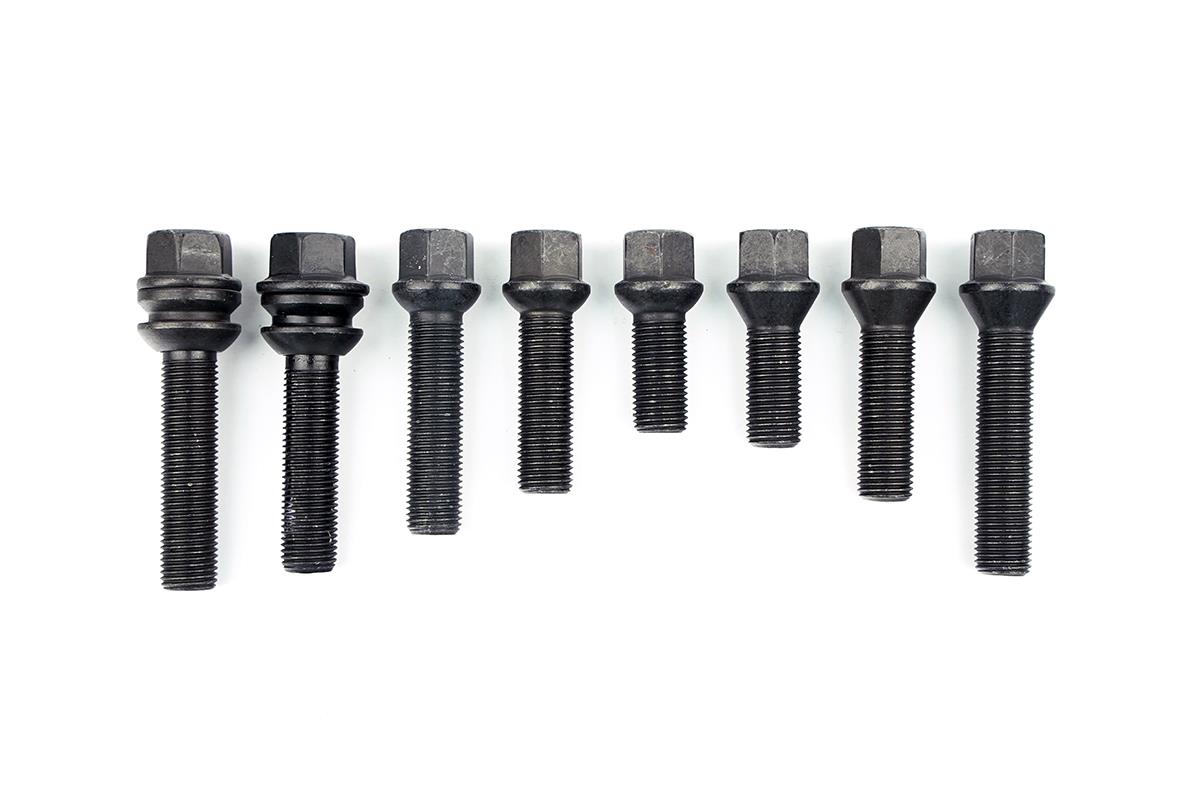 BIMECC 20x M14x1.5 50mm Black Tapered Alloy Wheel Bolts – Fit VW Audi
