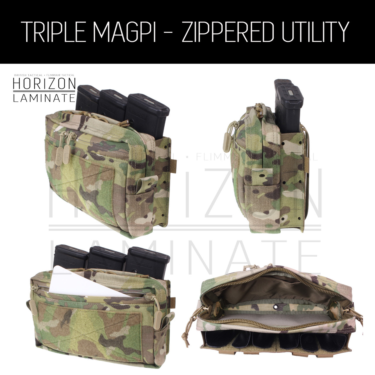 HL -Triple MagPI Pouch - Zippered Utility - British Tactical