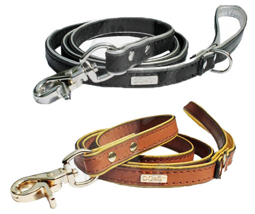 PJ Pet Products DO and G Precious Leather Lead - Brown or Black