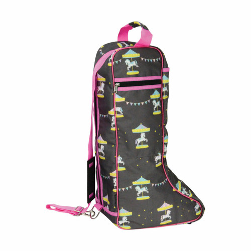 Hy Equestrian Hy Merry Go Round Long Boot Bag - Grey/Pink