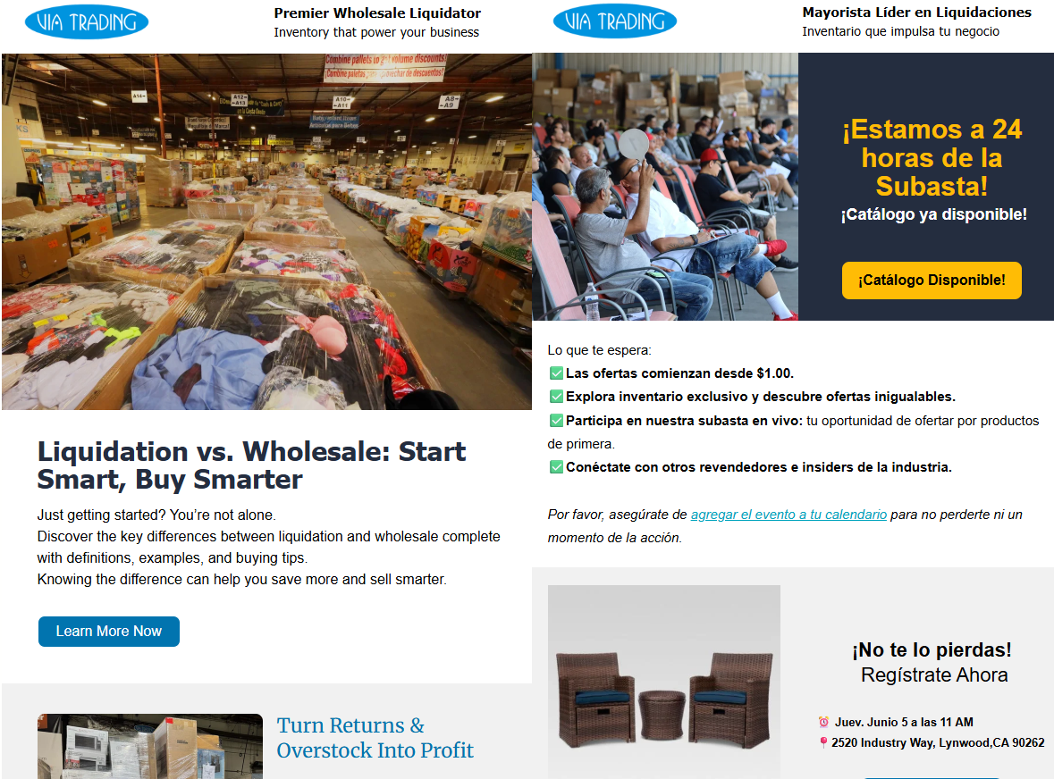 Large E-mail Network that Targets Various Buyers Based on Your Liquidation Needs