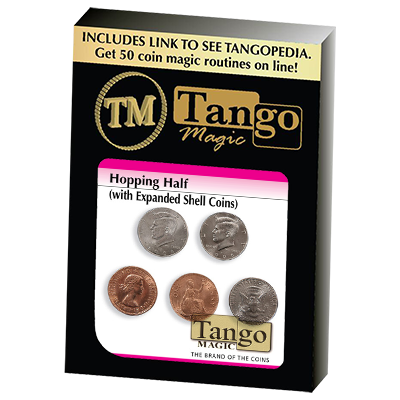 Hopping Half with Expanded Shell Coins & English Penny D0059 by Tango - Trick