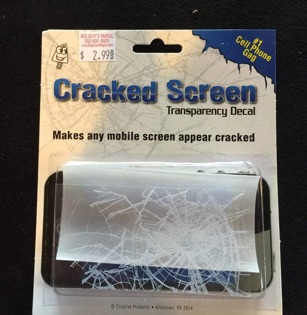 CRACKED CELL PHONE SCREEN - Joke Magic Gag Gift