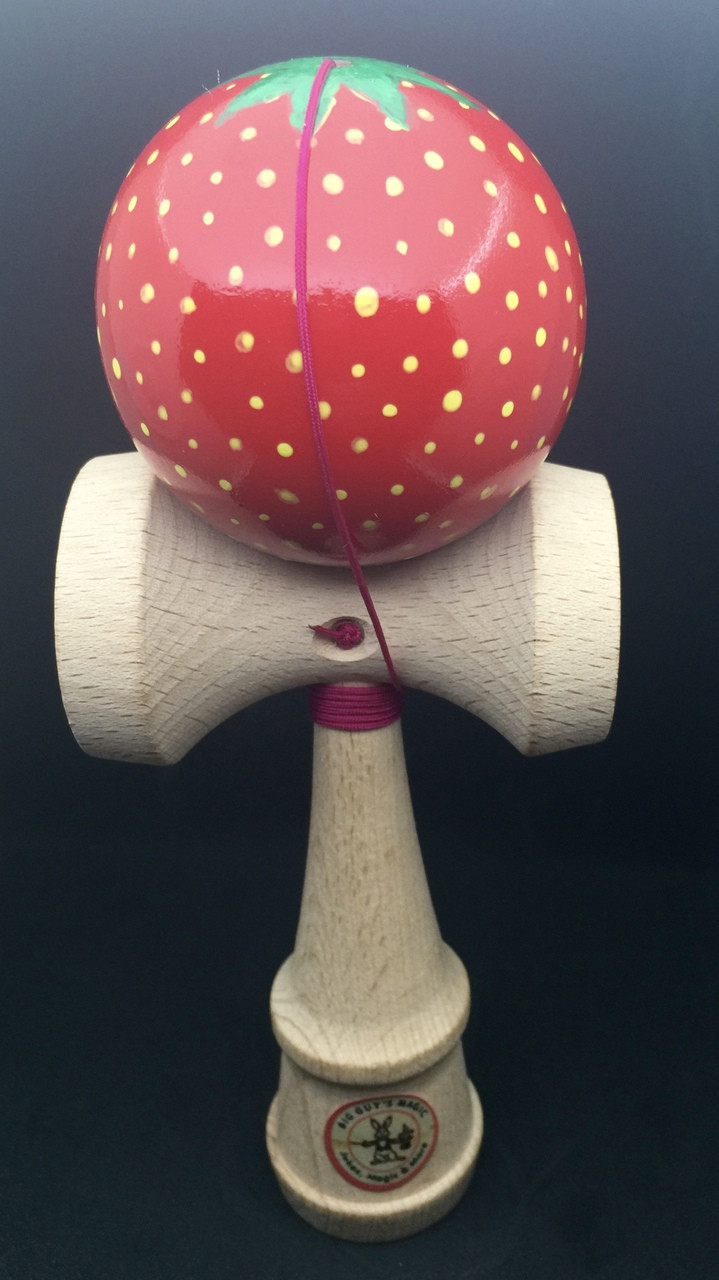 Hand Painted Kendama - Strawberry  By Big Guy's Magic