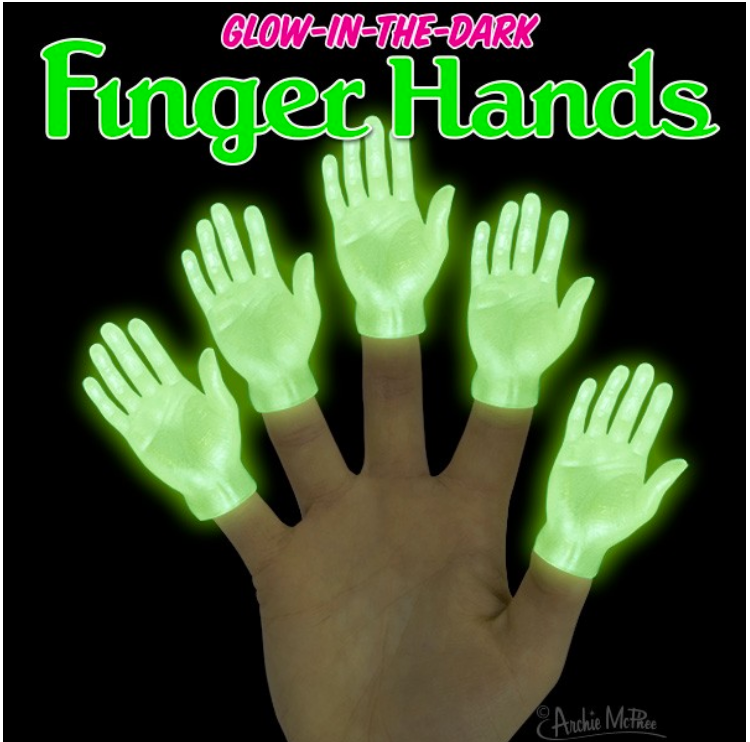 Glow-in-the-Dark Finger Hands (Set of 2, 1 left 1 right hand)