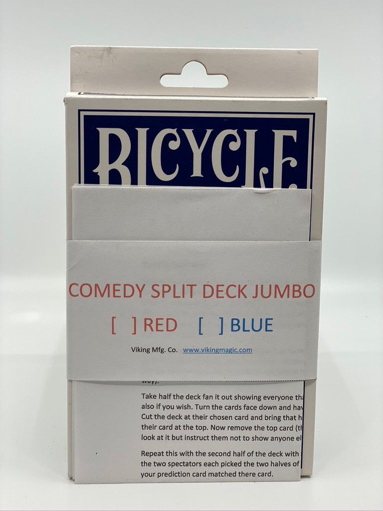 Comedy Split Deck Jumbo-Blue Bicycle Playing Cards By Viking Magic