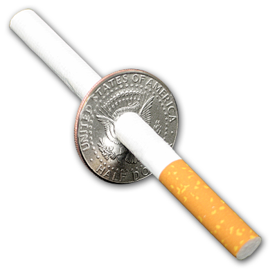 Cigarette-thru-Half Dollar