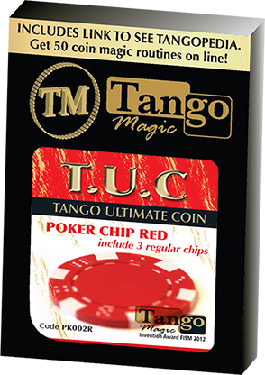 TUC Poker Chip Red plus 3 regular chips (PK002R) by Tango Magic - Trick