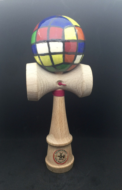 Hand Painted Kendama - Rubrics Cube By-Big Guy's Magic