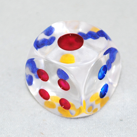 1 Inch Transparent 12 DICE (6 Sided Dice With Colored Dots) By Big Guy's Magic