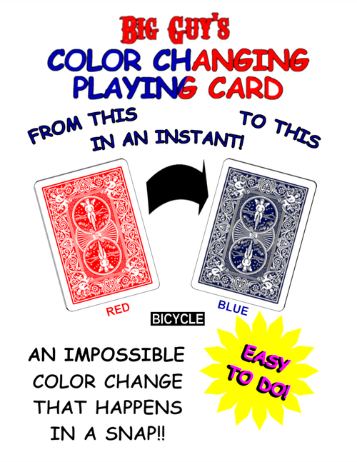 Color Changing Playing Cards Bicycle (Red to Blue) By Big Guy's Magic