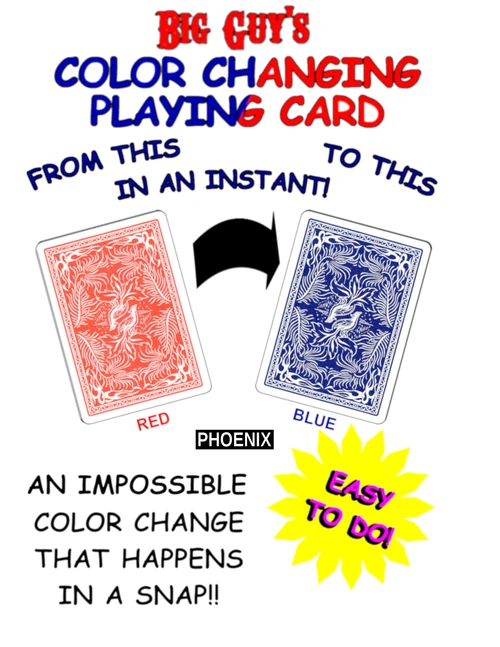 Color Changing Playing Cards Phoenix (Red to Blue) By Big Guy's Magic