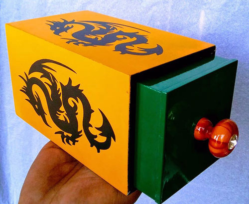 Wood Drawer Box, Mini - Dragon Art
