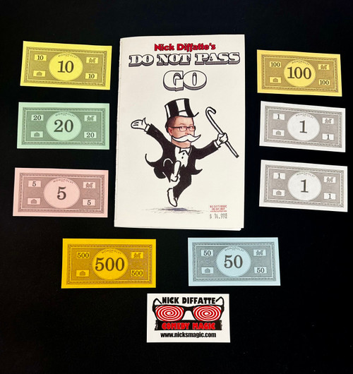 Nick Diffate's Do Not Pass Go is highly visual bill change using play money