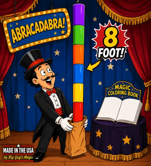 8 Foot Appearing Multi-Color Pole by Big Guy's Magic - Coloring Book Kicker Finale