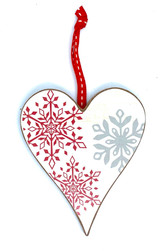 Nordic White Heart Wood Ornament