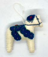 Dala Horse Felt Ornament (White)