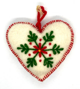 Heart  Snowflake Felt Ornament (white)