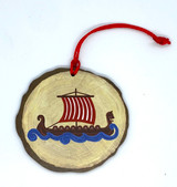 Viking Ship Wood Ornament