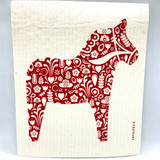 Red Dala Horse Swedish Dishcloth