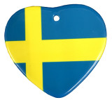 Swedish Flag Heart Ceramic Ornament 