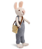 Felt White Bunny with Yellow Bag