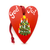 God Jul Heart Xmas Tree Wood Ornament