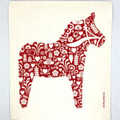 Red Dala Horse Swedish Dishcloth