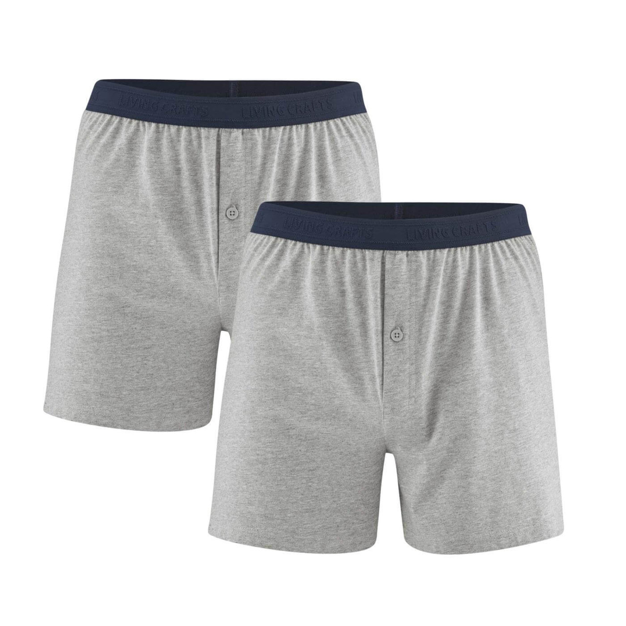 Ethan Men Organic Cotton Boxer Shorts Stone Grey (Twin Pack) - Living Crafts