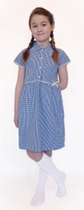 Organic School Uniform - Summer Gingham Checked Dress (Blue) Organic School Uniform - Summer Gingham Checked Dress (Blue)