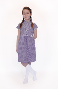 Organic School Uniform - Summer Gingham Checked Dress (Lilac) Organic School Uniform - Summer Gingham Checked Dress (Lilac)