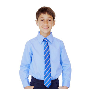 Organic School Uniform - Blue Unisex Long Sleeve Slim Fit Shirt Organic School Uniform - Blue Unisex Long Sleeve Slim Fit Shirt
