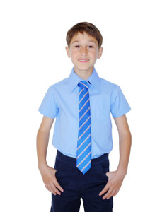 Organic School Uniform - Blue Unisex Short Sleeve Slim Fit Shirt Organic School Uniform - Blue Unisex Short Sleeve Slim Fit Shirt