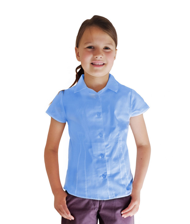 Organic School Uniform - Short Sleeve Blue Blouse