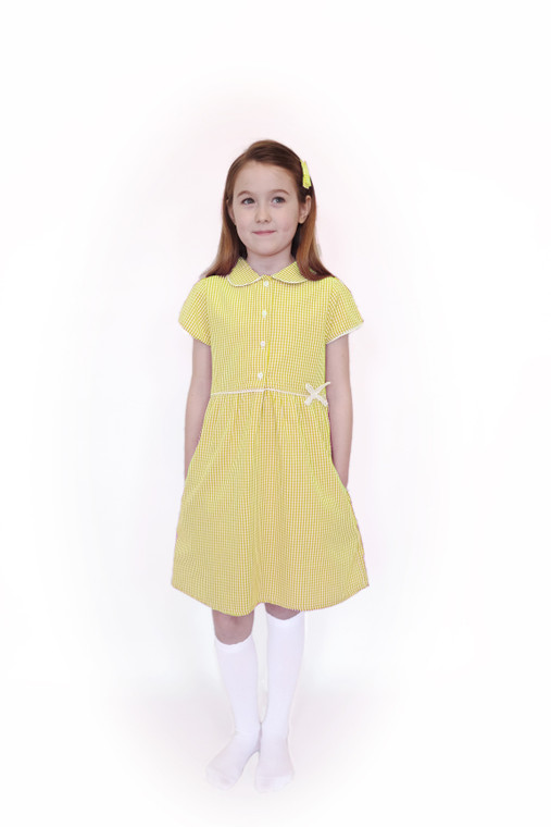 Organic School Uniform - Summer Gingham Checked Dress (Yellow)