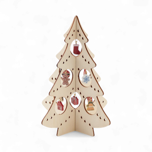 Wooden plywood silhouette christmas tree decoration